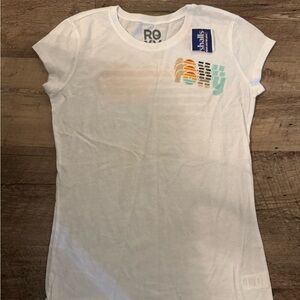 White Women T-Shirt with Colorful Print